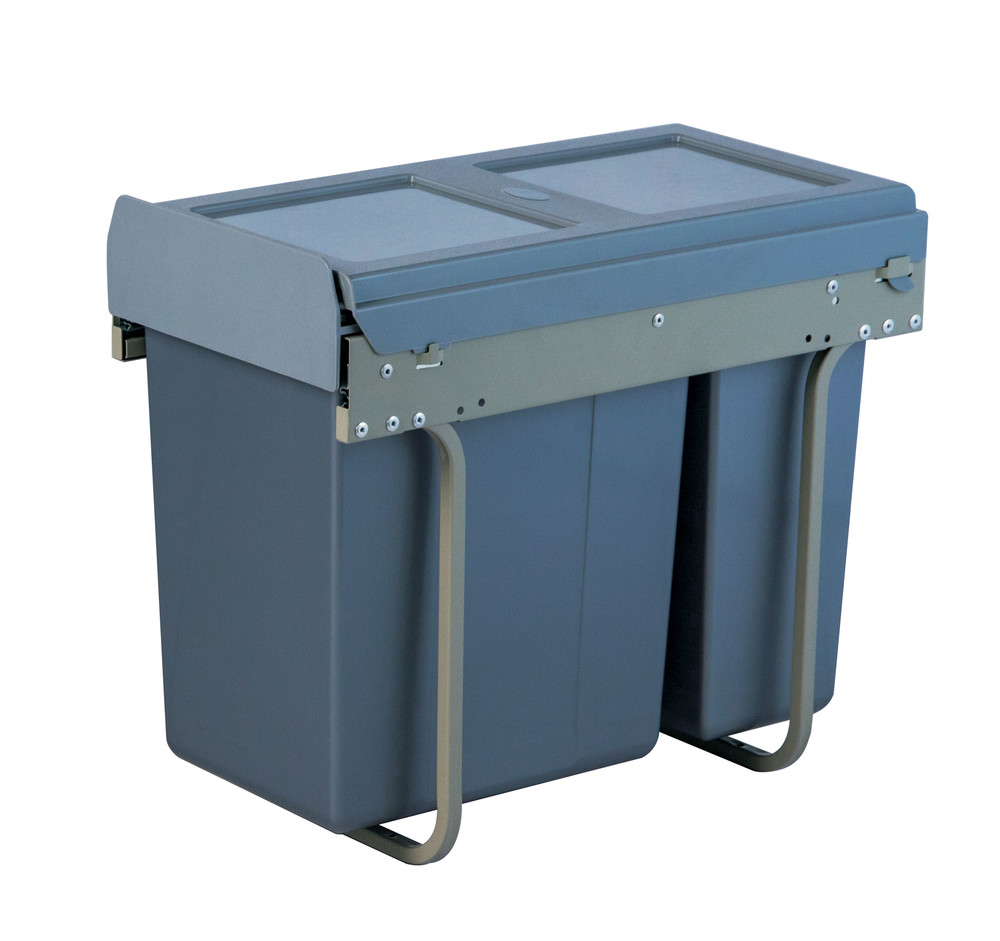 Cabinet trash bin bottom mounted pull out waste bin